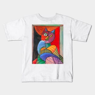 Cubist Cat Kids T-Shirt